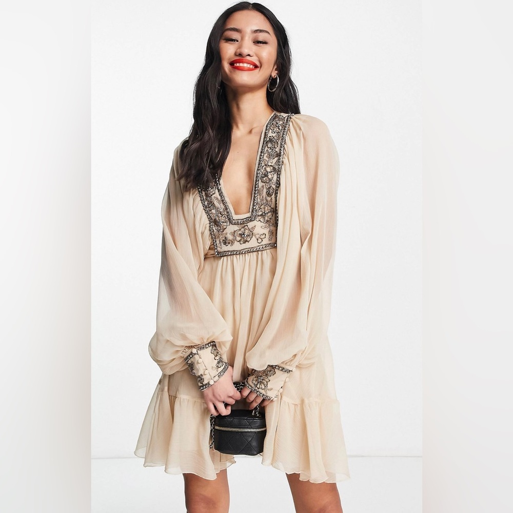 ASOS Design Blouson Sleeve mini dress with embellished bodice - NWT 💕✨